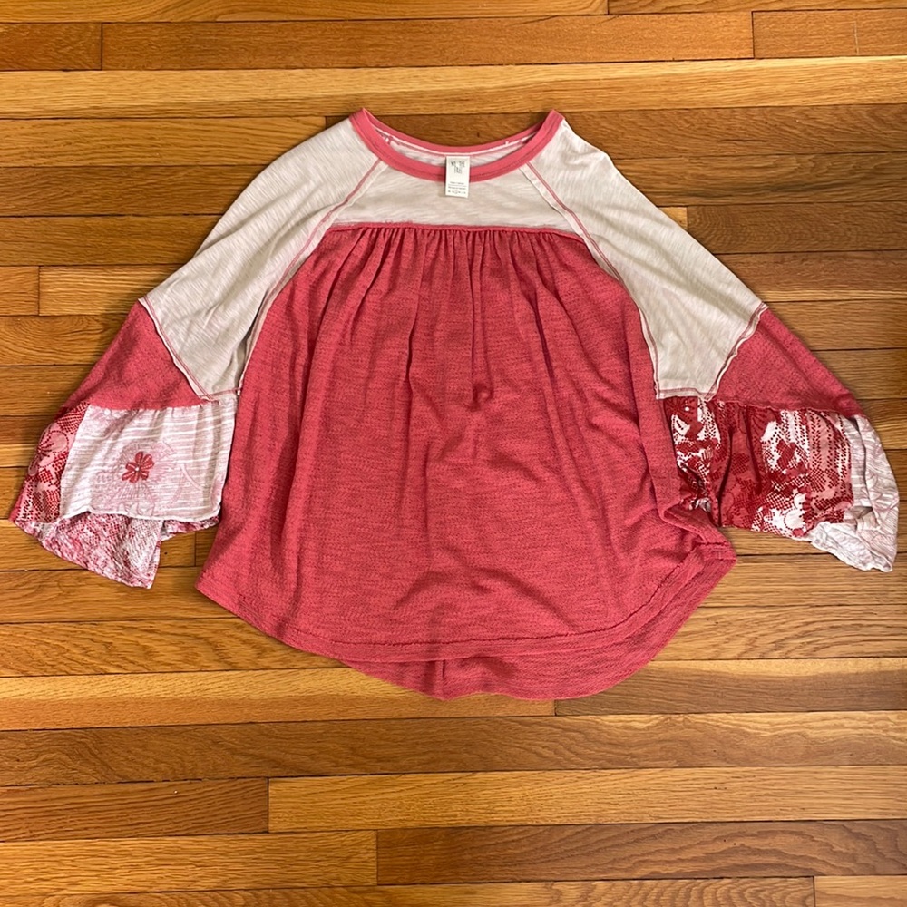 Free People - We The Free - Friday Fever Batwing Boho Patchwork Blouse